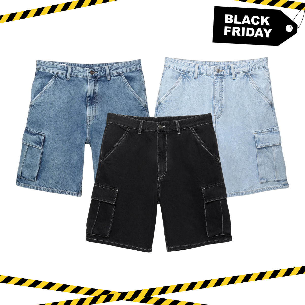 Kit 3 Bermudas Cargo Jeans Urban + Brinde de Black November 🔥