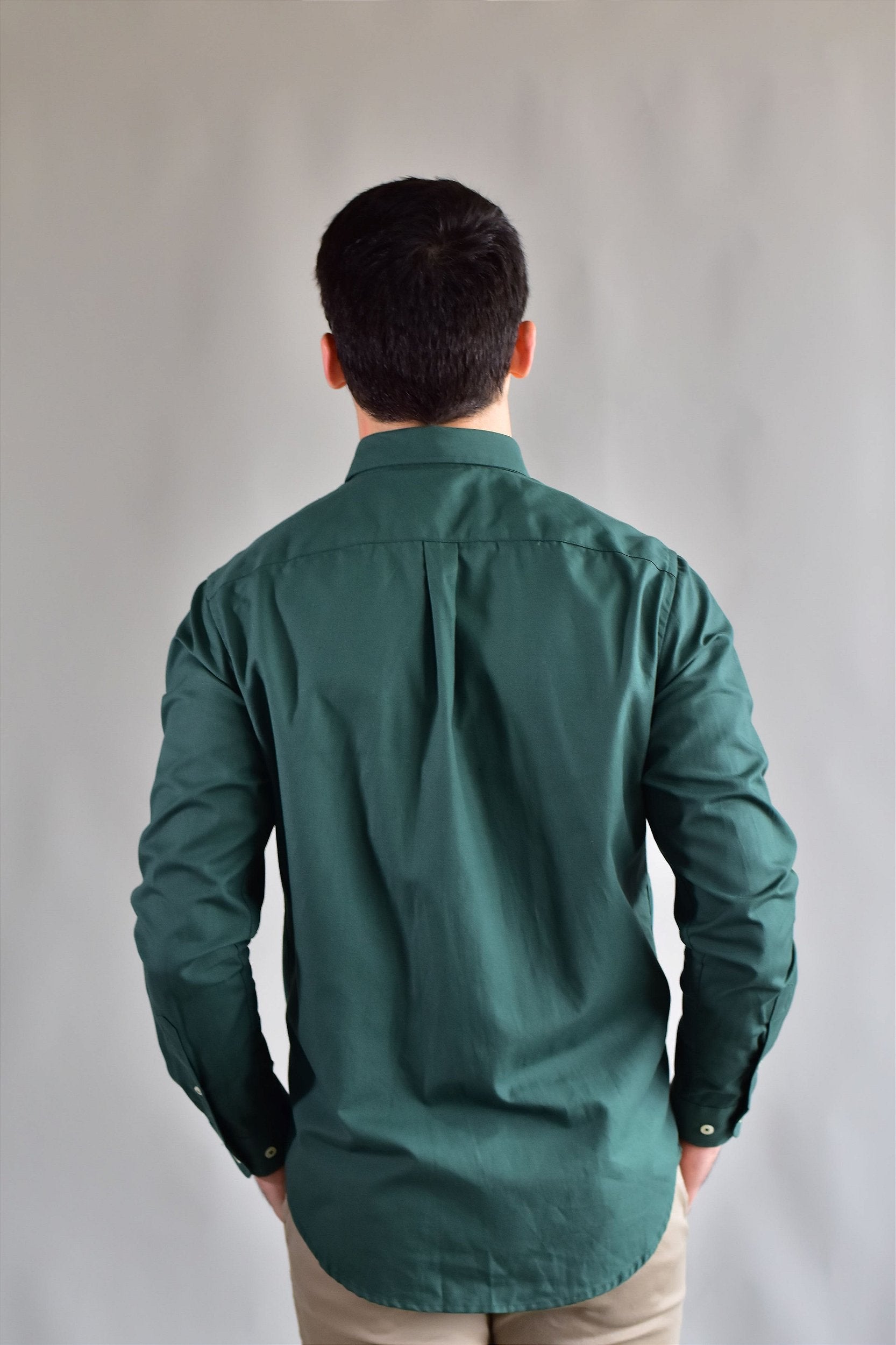 Camisa Social Lisa RL Manga Longa - Verde Musgo