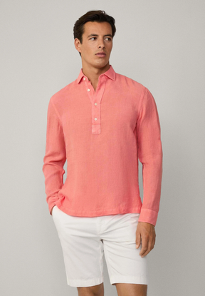 Camisa de Linho Classic Fit - Rosa Coral
