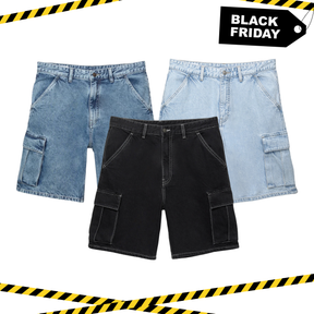 Kit 3 Bermudas Cargo Jeans Urban + Brinde de Black November 🔥