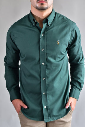 Camisa Social Lisa RL Manga Longa - Verde Musgo